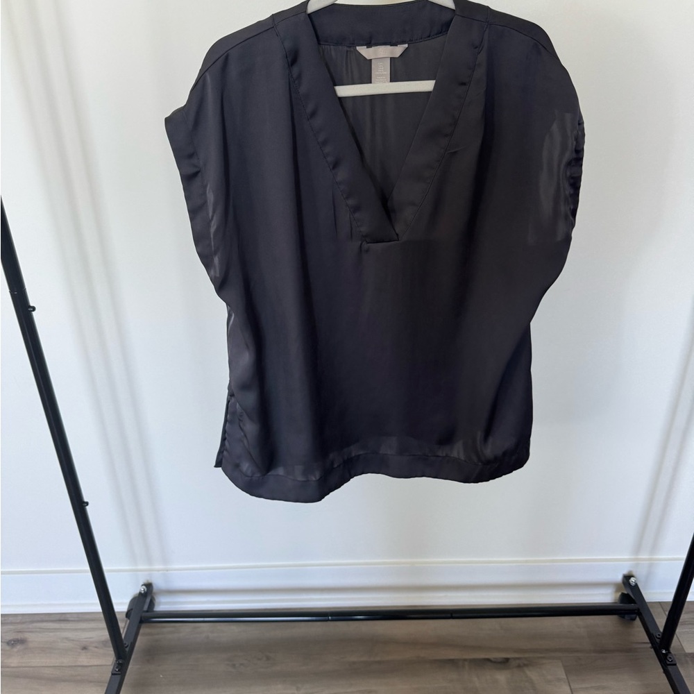 H&M Black Satin Blouse